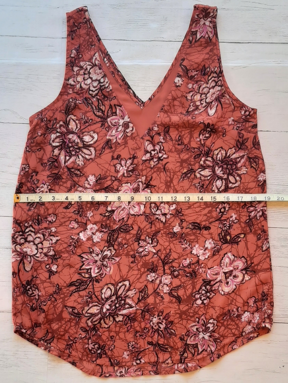 Maurices Womens XS Floral Tank Top Coral Pink Boho Sleeveless V Neck Blouse - Picture 6 of 7